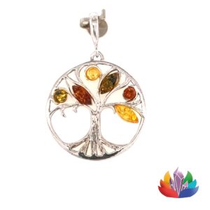 Pendentif Ambre et Argent Arbre de Vie Réf 001_LAmeEthisme86