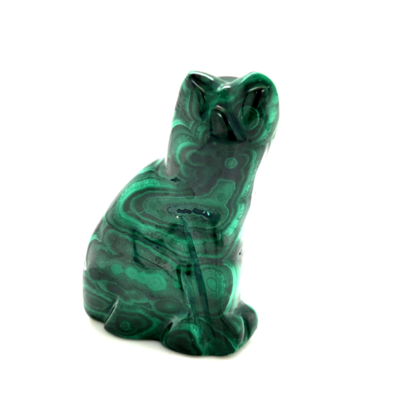 Chat en pierre naturelle - Chat malachite 1_LAmeEthisme86