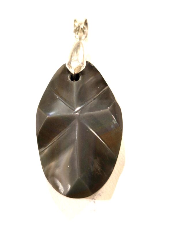 Pendentif sculpté croix en Obsidienne Oeil Céleste_LAmeEthisme86