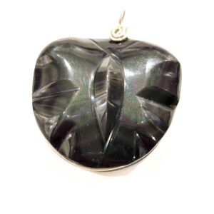 Pendentif sculpté papillon en Obsidienne Oeil Céleste_LAmeEthisme86