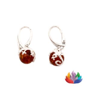 Boucles d'oreilles pendantes en Ambre Réf 004 - Boucles d’oreilles Ambre boule 10 mm ref004_LAmeEthisme86