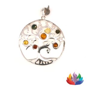 Pendentif Ambre et Argent Arbre de Vie Réf 002_LAmeEthisme86