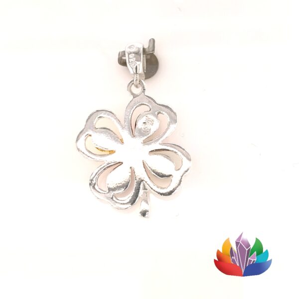 Pendentif Ambre et Argent – Trèfle à 4 feuilles - Pendentif ambre argent trèfle _LAmeEthisme86