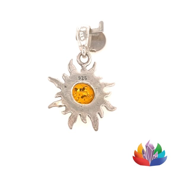 Pendentif ambre argent soleil _LAmeEthisme86