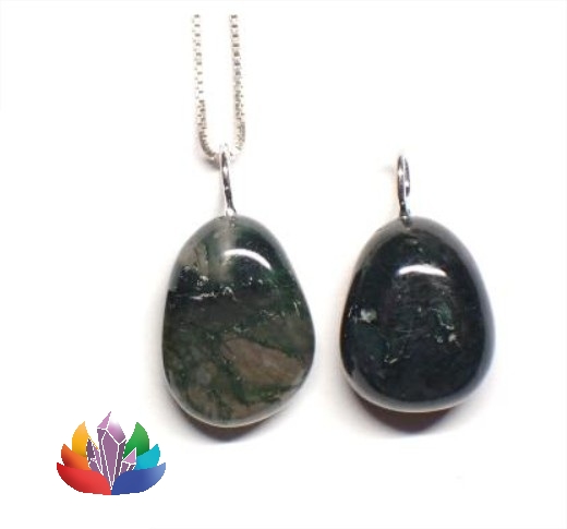 Pendentif Pierre Roulée Agate Mousse_LAmeEthisme86